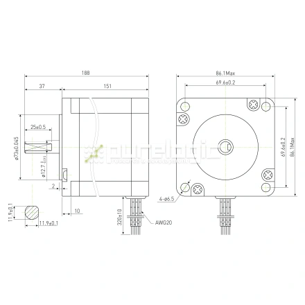 Двигатель шаговый PL86H151-D12.7 фото