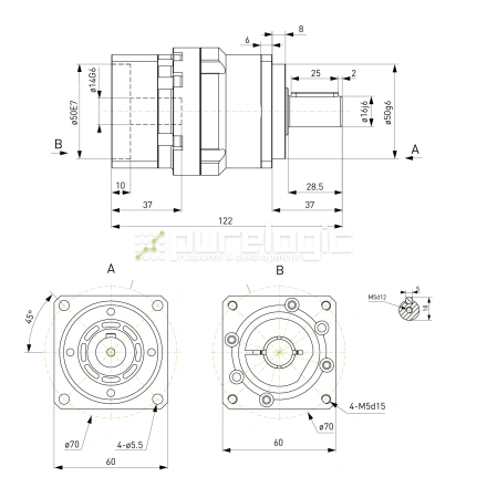 Редуктор планетарный прецизионный 60VRB5K-S16-P0 фото