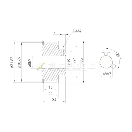 Шкив зубчатый BSY-20-5M-15-B-P8 фото