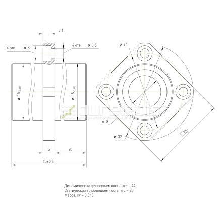 Втулка шариковая с фланцем LMKC8L фото