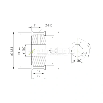 Шкив зубчатый BLA-20-5M-15-A-N14 фото