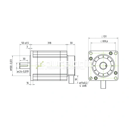 Двигатель шаговый трехфазный 3PL130H318-D24 фото