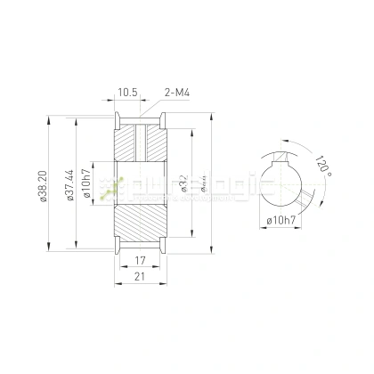 Шкив зубчатый BLA-40-3M-15-A-N10 фото