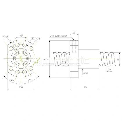Гайка ШВП SFU8020 фото