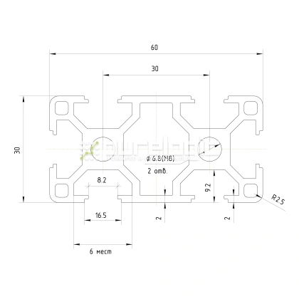 Профиль алюминиевый HXB3060E-8 фото