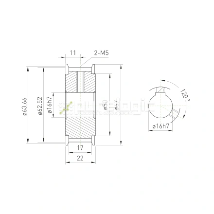 Шкив зубчатый BLA-40-5M-15-A-N16 фото