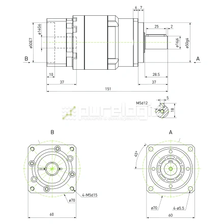 Редуктор планетарный прецизионный 60VRB20K-S16-P0 фото