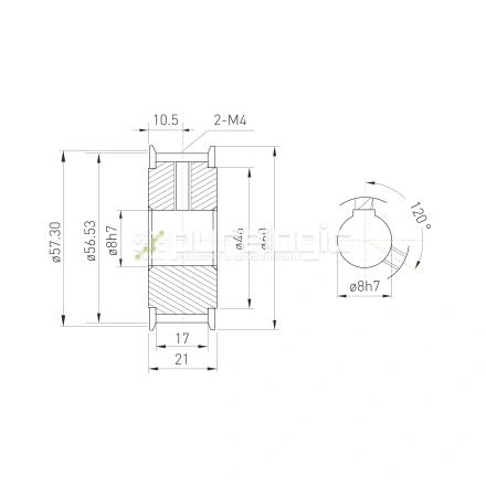 Шкив зубчатый BLA-60-3M-15-A-N8 фото