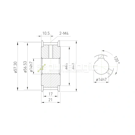 Шкив зубчатый BLA-60-3M-15-A-N14 фото