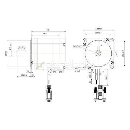 Двигатель шаговый с энкодером PL86H5401-D14-1K фото