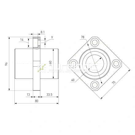 Втулка шариковая с фланцем LMKC40 фото
