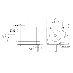 Двигатель шаговый биполярный D57CM21-4A