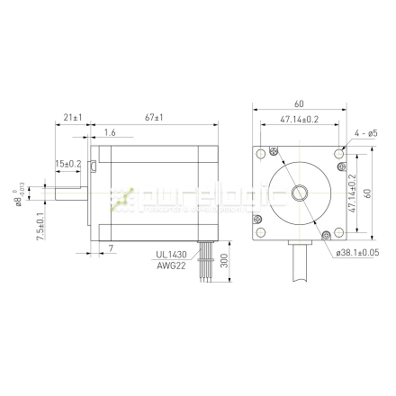 Двигатель шаговый биполярный D57CM21-4A фото