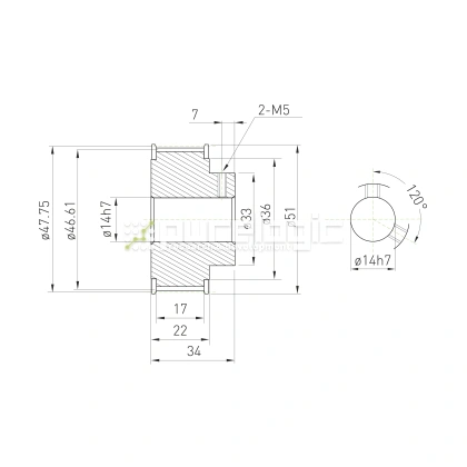 Шкив зубчатый BSY-30-5M-15-B-P14 фото