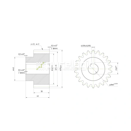 Шестерня косозубая GH3-T22D19 фото