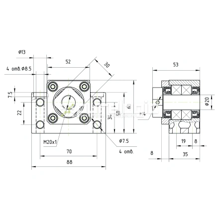 Опора ШВП подшипниковая BK20 фото