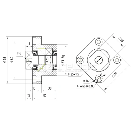 Опора ШВП подшипниковая FK25-C5 фото