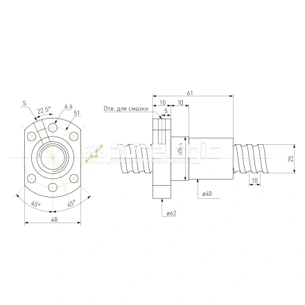 Гайка ШВП Hiwin R25-10K4-FSC (BD=3.175) фото