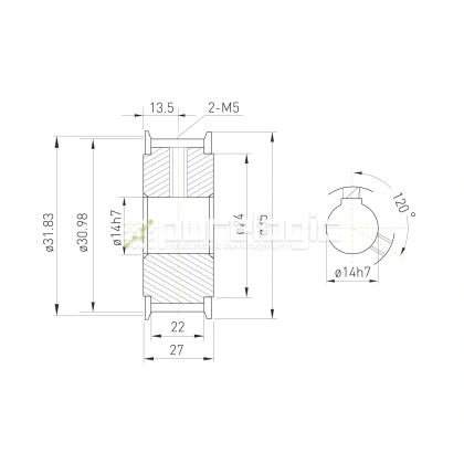 Шкив зубчатый BSY-20-T5-20-A-N14 фото