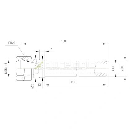 Удлинитель цангового патрона PLC20-ER20A-150L фото