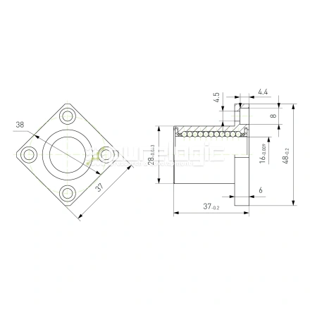 Втулка шариковая с фланцем LMK16 фото