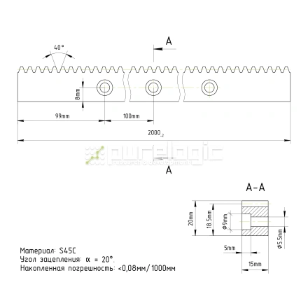 Рейка прямозубая MS1.5-1520-Q8 фото