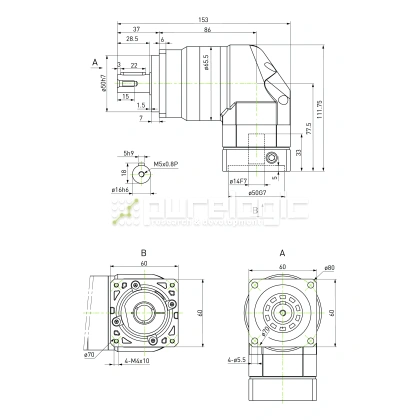 Редуктор планетарный прецизионный угловой 60EVB20K-S16-P0 фото