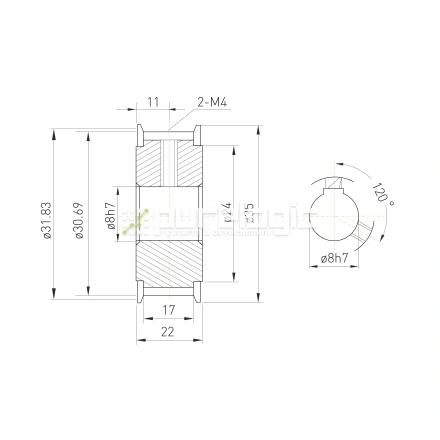 Шкив зубчатый BSY-20-5M-15-A-N8 фото