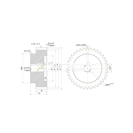 Шестерня косозубая GH3-T36D19 фото