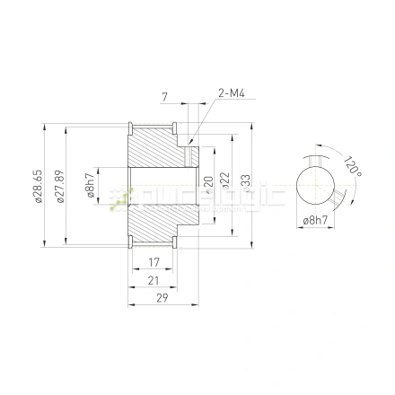 Шкив зубчатый BSY-30-3M-15-B-P8 фото